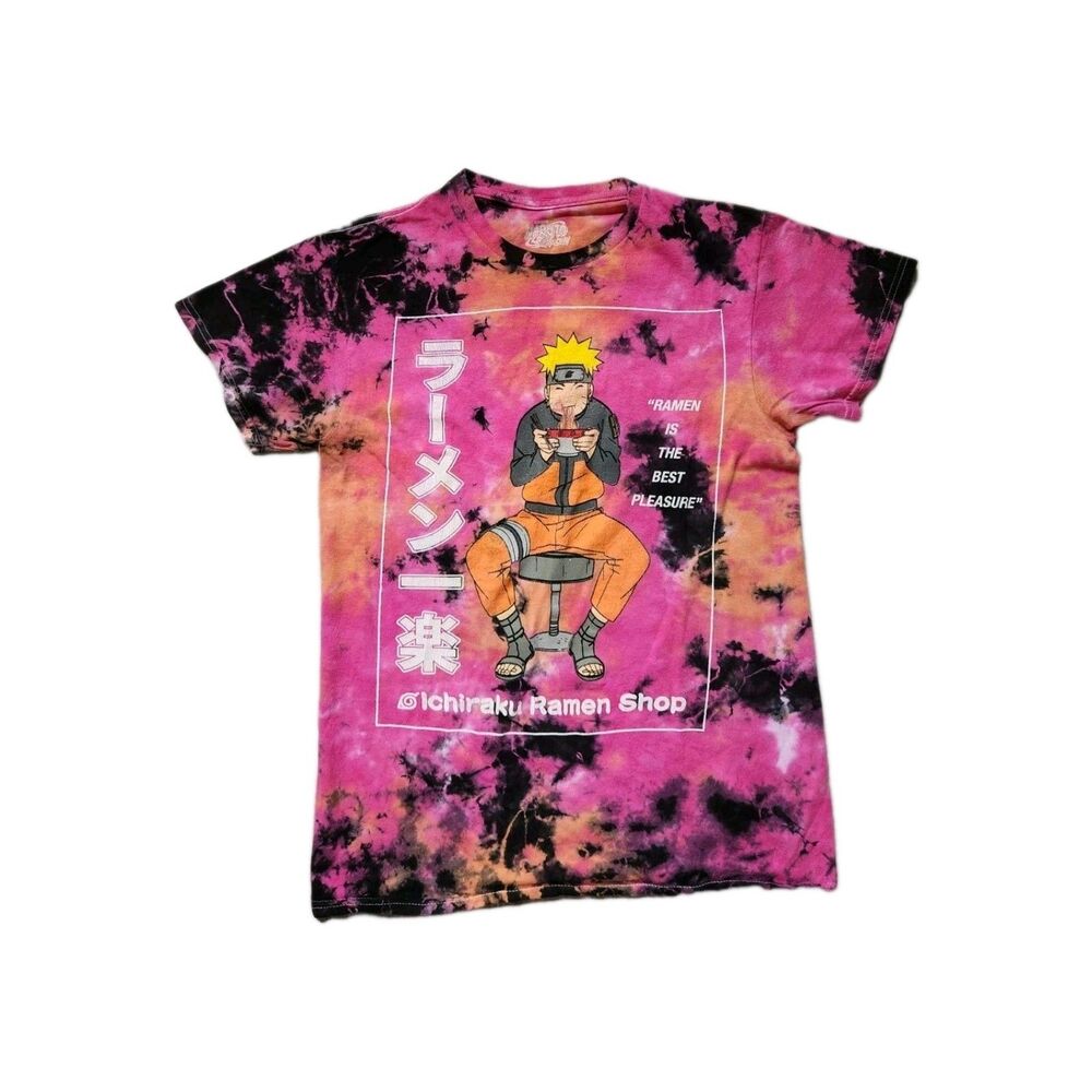 Naruto Ichiraku Ramen Shop Pink Tie Dye T-Shirt Ripple Junction S 20th Anniv GUC